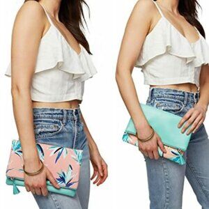 RACHEL PALLY Mint Leaf Reversible Fold Over Clutch
